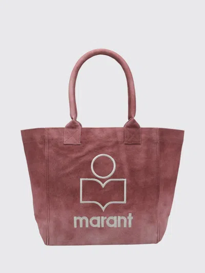 Isabel Marant Yenky Cotton Tote Bag With Contrasting Embroidered Logo In Burgundy