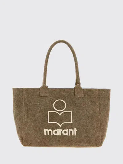 Isabel Marant Yenky Cotton Tote Bag With Contrasting Front Logo In White