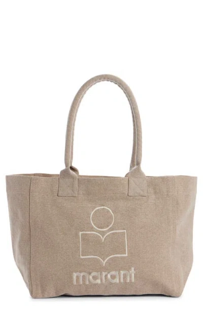 Isabel Marant Yenky Zipped Embroidered Logo Canvas Tote In Beige