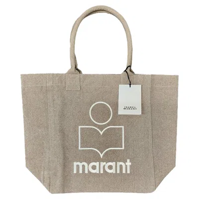 Isabel Marant Yenky Embroidered Logo Shopper Bag Beige In Burgundy