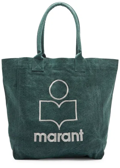 Isabel Marant Yenky Logo-embroidered Canvas Tote In Green