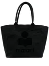 Isabel Marant Yenki Flocked-logo Tote Bag In Black