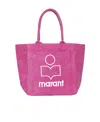 Isabel Marant Women Small Yenky Bag In Faded-effect Cotton With Logo In Multi