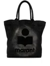 Isabel Marant Etoile-flocked Canvas Tote Bag In Black