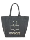 Isabel Marant Women Melange Dark Grey Cotton Small Yenky Shopping Bag In Gray