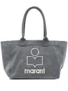 Isabel Marant Women Yenky Zipped Canvas Tote Bag In Grey