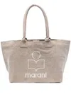 Isabel Marant Yenky Zipped Embroidered Logo Canvas Tote In Neutrals