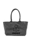 Isabel Marant Grey Yenky Canvas Logo Tote Bag In Black