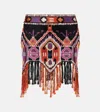 Isabel Marant Yolana Fringed Sequin-embellished Jacquard-knit Cotton Mini Skirt In Multicoloured