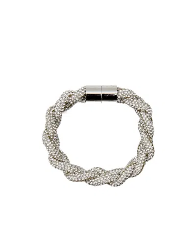 Isabel Marant Yua Knitted Rhinestones Bracelet In Gray