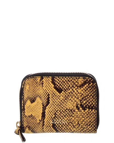 Isabel Marant Yuki Snake-embossed Leather Card Case In Yellow