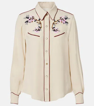 Isabel Marant Yzea Beaded Cady Shirt In Neutral