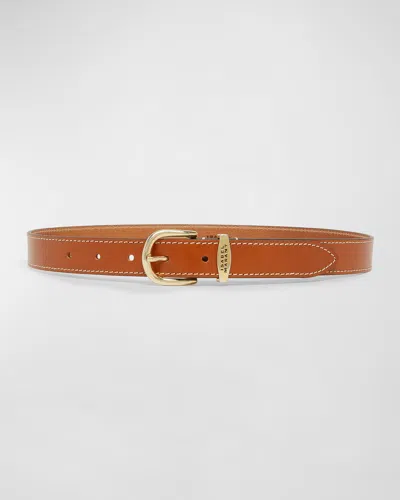 Isabel Marant Zadd Leather Belt With Contrast Stitching In Natural Gold