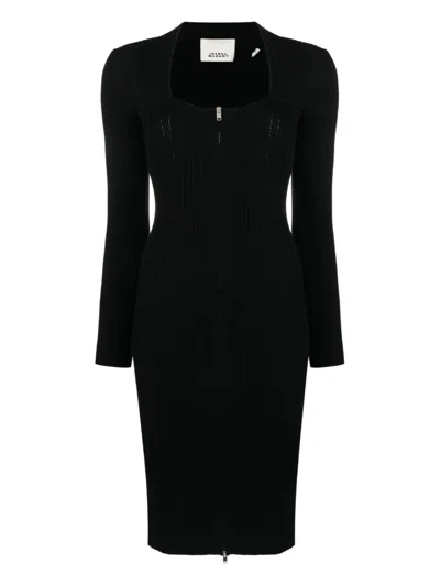Isabel Marant Zael Wool-blend Midi Dress In Black