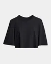 Isabel Marant Zaely Strong-shoulder Short-sleeve Crop T-shirt In Black