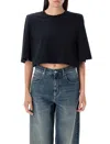 Isabel Marant Cropped T-shirt Short Sleeves In Black