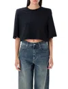 Isabel Marant Cropped T-shirt Short Sleeves In Black