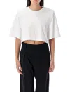Isabel Marant Zaely Cropped Cotton Jersey T-shirt In White
