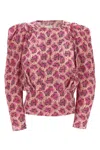 Isabel Marant Printed Blouse With Buttoned Cuffs And Ruched Shoulders