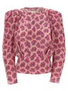 Isabel Marant Printed Blouse With Buttoned Cuffs And Ruched Shoulders