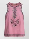 Isabel Marant Embroidered Sleeveless Tank Top In Pink