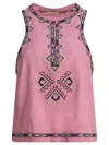 Isabel Marant Embroidered Sleeveless Tank Top In Pink