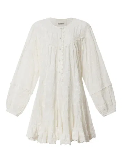 Isabel Marant Zame Ruffled Embroidered Dress In White