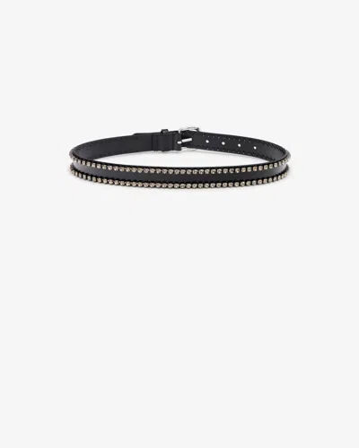 Isabel Marant Zap Leather Belt In Black-palladium