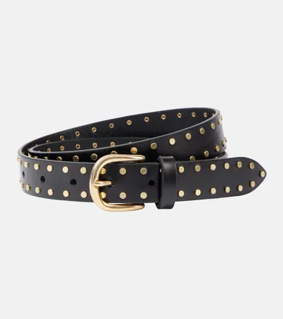Isabel Marant Zap Studded Leather Belt In Black