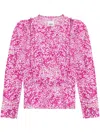 Isabel Marant Gelina Printed Silk-blend Top In 粉色