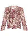 Isabel Marant Zarga Pleated Printed Silk Shirt In Purple