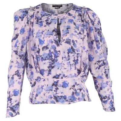 Isabel Marant Zarga Floral-print Blouse In Purple Silk In Multi