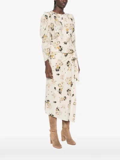 Isabel Marant Zarga Floral-print Puffed-sleeve Blouse In Multi