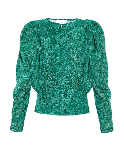 Isabel Marant Woman Top Green Size 4 Viscose, Silk In Multi