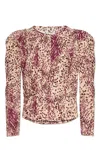Isabel Marant Zarga Pleated Printed Silk Shirt In Nude