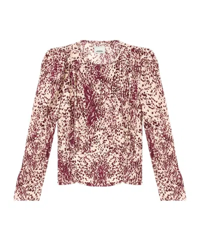 Isabel Marant Zarga Pleated Printed Silk Shirt In Multicolour