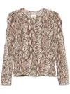 Isabel Marant Women's Zarga Printed Silk Top In Beige