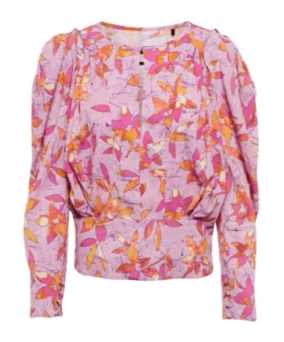 Isabel Marant Zargae Draped Floral-print Jacquard Blouse In Multi
