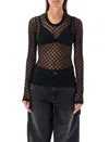 Isabel Marant Zavia Open Knit Crewneck Sweater In Black