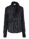 Isabel Marant Zebra-pattern Tie-neck Shirt In Black