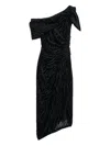 Isabel Marant Cyane Draped Velvet Burnout Bodycon Midi Dress In Black