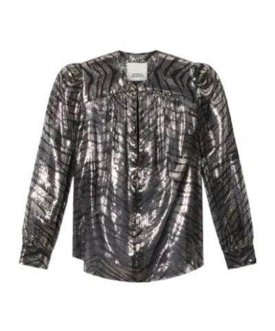 Isabel Marant Zebra-print Long-sleeve Top In Gray