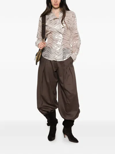 Isabel Marant Zebra-print Metallic-finish Shirt In Brown