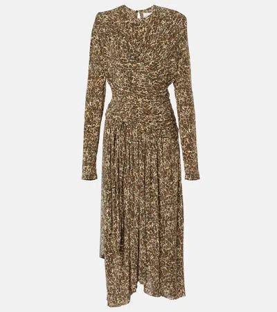 ISABEL MARANT ZEIDI DRAPED LEOPARD-PRINT MAXI DRESS