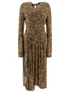 Isabel Marant Albini Printed Gathered Three-quarter Sleeve Dress In Brown