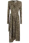 Isabel Marant Regular Fit Wrap Dress With Long Sleeves In Bw Brown