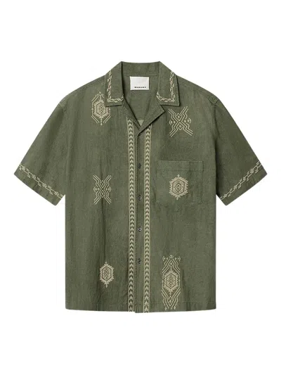 Isabel Marant Zekim Embroidered Shirt In Green