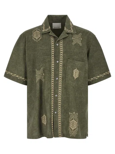 Isabel Marant Zekim Shirt Chest Pocket Embroidered Collar In Green