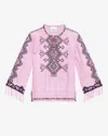 Isabel Marant Zelda Embroidered Matka Silk Top In Pink