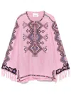 Isabel Marant Zelda Embroidered Matka Silk Top In Pink